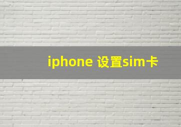 iphone 设置sim卡